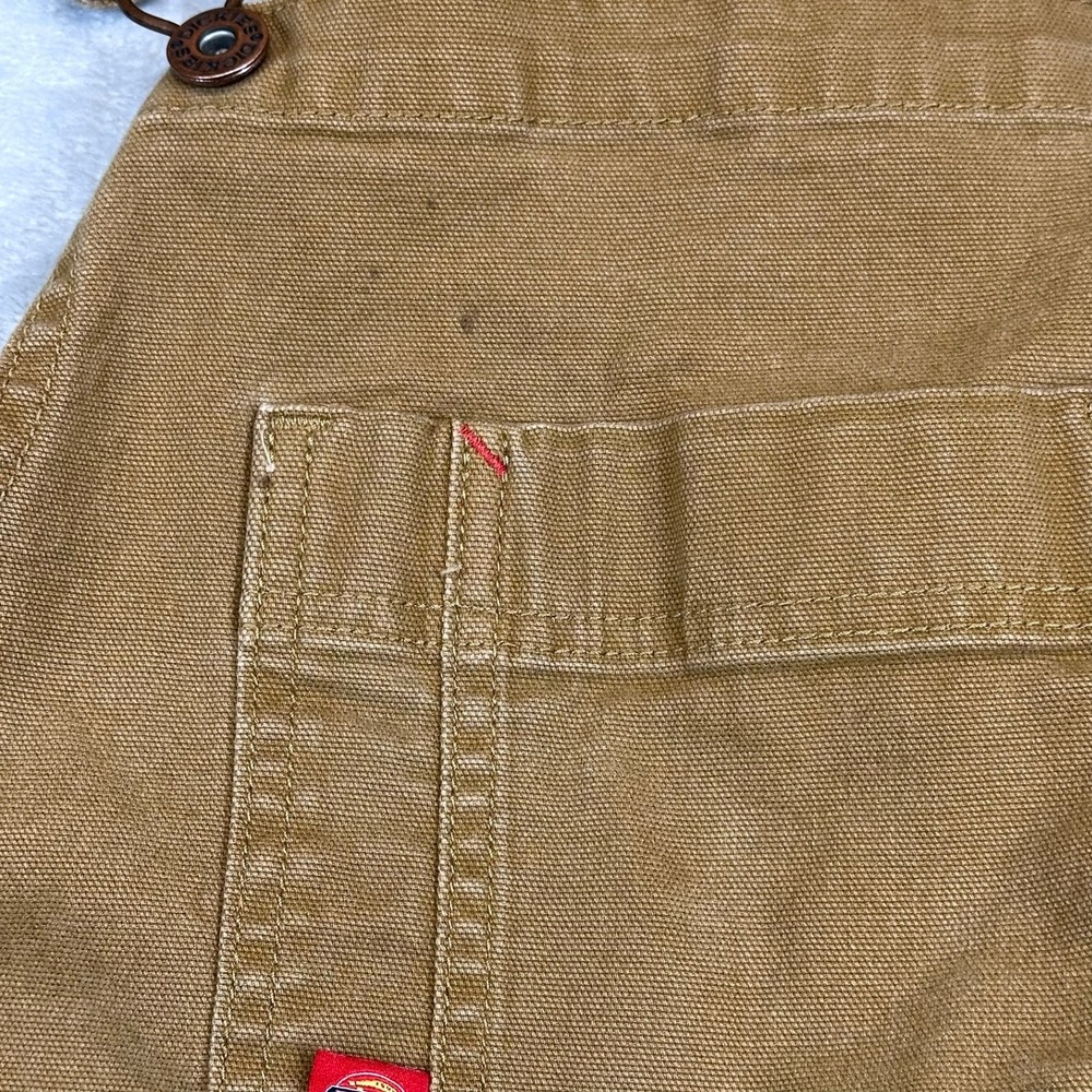 Dickies Overalls Mens 30x30 Brown Duck Canvas Double Knee Bib Workwear Dungarees - Picture 4 of 12